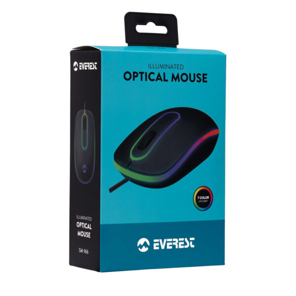 Everest SM-166 USB sa LED Osvjetljenjem crni opticki mis