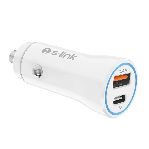 S- link AC55PD 32WPD USB QC 3.0 bijeli autopunjač