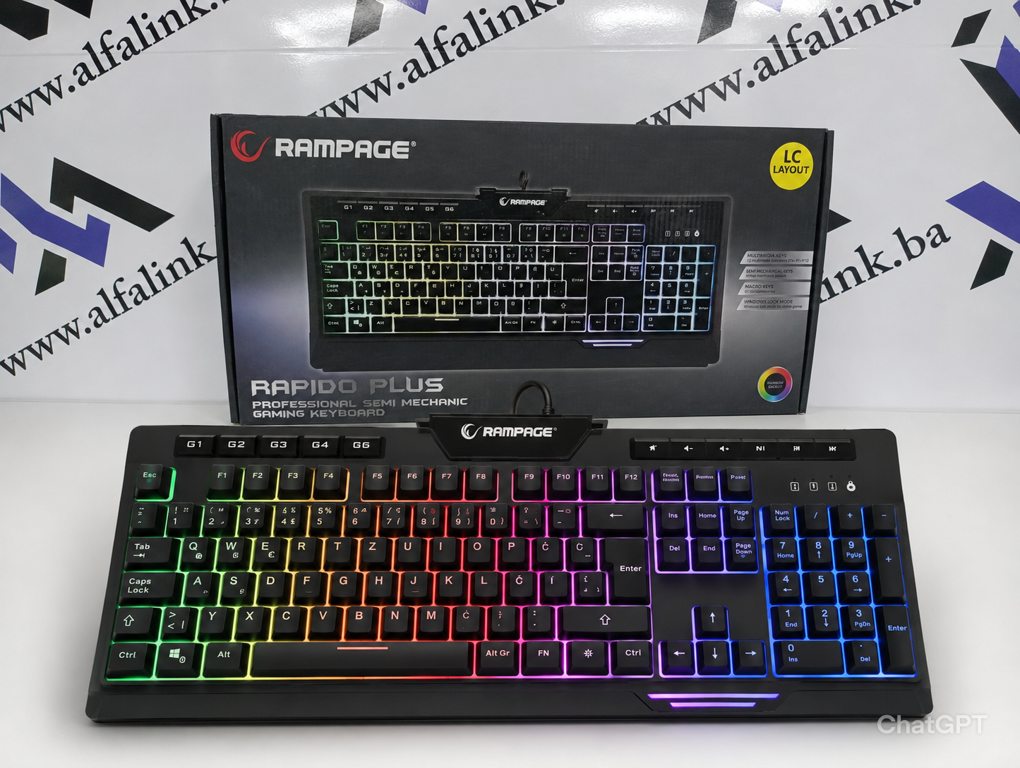 Rampage Rapido Plus Rainbow gaming tastatura
