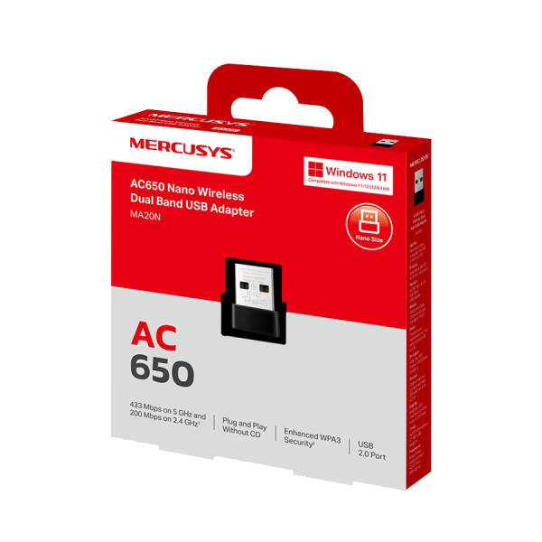 USB Wlan Mercusys MA20N AC650 Nano WIFI USB adapter 200Mps