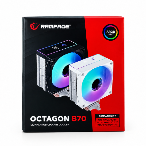 Rampage OCTAGON B70 CPU hladnjak crni